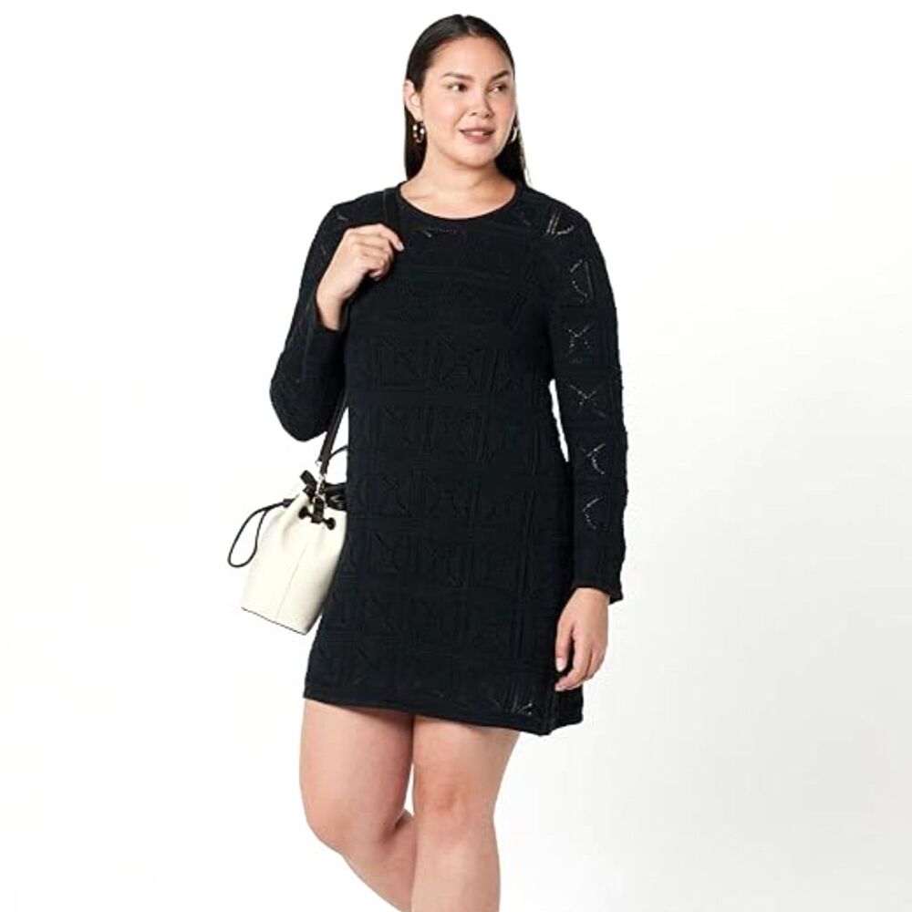 THE DROP Women's Laney Crochet Micro Mini Black Dress, NEW! Size XXL